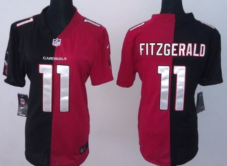 Nike Arizona Cardinals #11 Larry Fitzgerald Black/Red Two Tone Womens Jersey