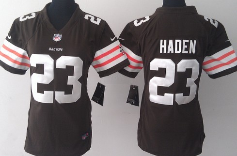 Nike Cleveland Browns #23 Joe Haden Brown Game Womens Jersey 