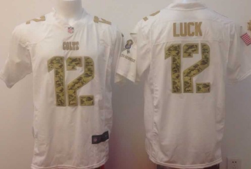 Nike Indianapolis Colts #12 Andrew Luck Salute to Service White Game Jersey 