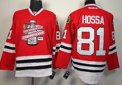 Chicago Blackhawks #81 Marian Hossa 2013 Champions Commemorate Red Jersey