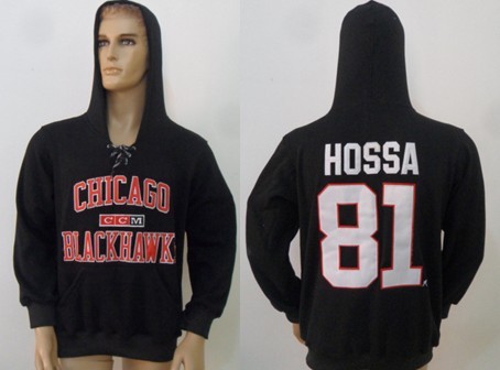 CCM Chicago Blackhawks #81 Marian Hossa Black Hoodie