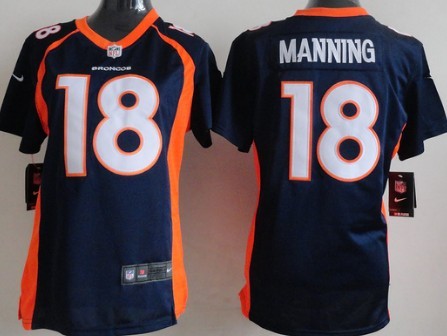 Nike Denver Broncos #18 Peyton Manning 2013 Blue Game Womens Jersey 