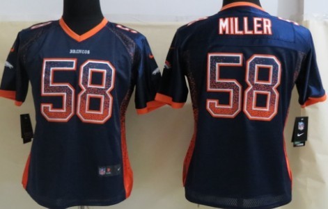 Nike Denver Broncos #58 Von Miller Drift Fashion Blue Womens Jersey 