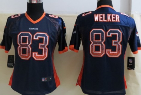 Nike Denver Broncos #83 Wes Welker Drift Fashion Blue Womens Jersey 