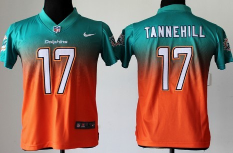 Nike Miami Dolphins #17 Ryan Tannehill Green/Orange Fadeaway Kids Jersey 