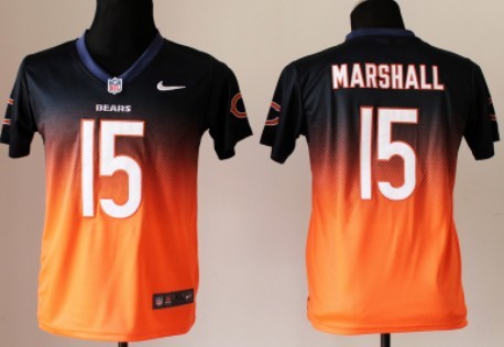 Nike Chicago Bears #15 Brandon Marshall Blue/Orange Fadeaway Kids Jersey 