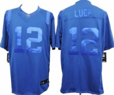 Nike Indianapolis Colts #12 Andrew Luck Drenched Limited Blue Jersey