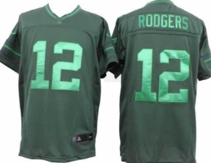 Nike Green Bay Packers #12 Aaron Rodgers Drenched Limited Green Jersey