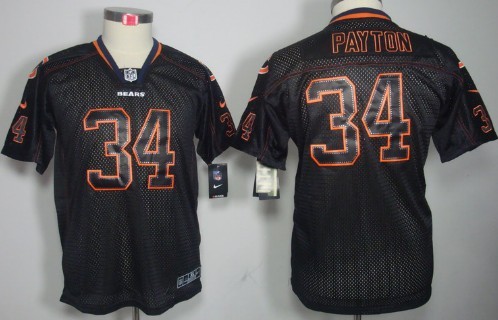 Nike Chicago Bears #34 Walter Payton Lights Out Black Kids Jersey 