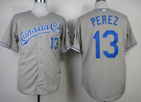 Kansas City Royals #13 Salvador Perez Gray Jersey 