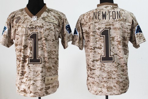 Nike Carolina Panthers #1 Cam Newton 2013 USMC Camo Elite Jersey