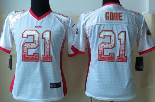 Nike San Francisco 49ers #21 Frank Gore Drift Fashion White Womens Jersey 