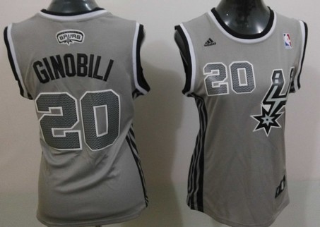 San Antonio Spurs #20 Manu Ginobili Gray Womens Jersey