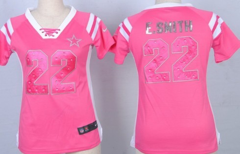 Nike Dallas Cowboys #22 Emmitt Smith Drilling Sequins Pink Womens Jersey