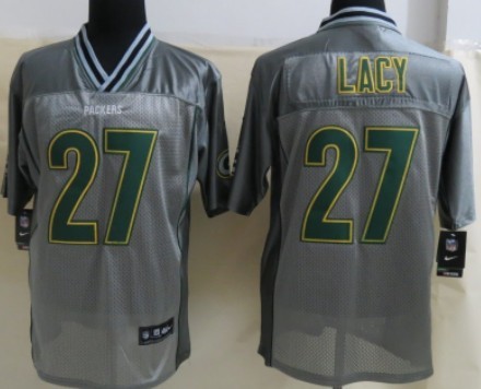 Nike Green Bay Packers #27 Eddie Lacy 2013 Gray Vapor Elite Jersey