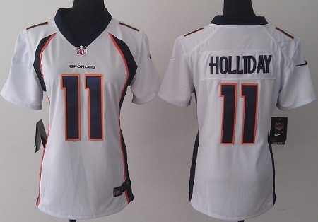 Nike Denver Broncos #11 Trindon Holliday 2013 White Game Womens Jersey 