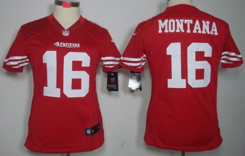 Nike San Francisco 49ers #16 Joe Montana Red Limited Womens Jersey 