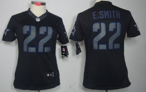 Nike Dallas Cowboys #22 Emmitt Smith Black Impact Limited Womens Jersey 