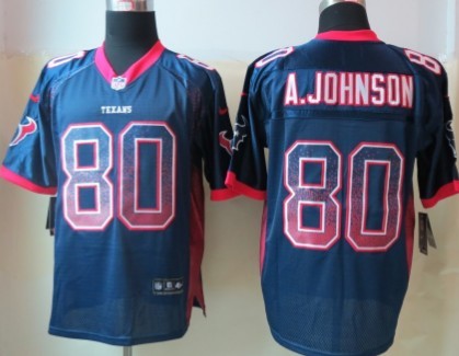 Nike Houston Texans #80 Andre Johnson Drift Fashion Blue Elite Jersey 