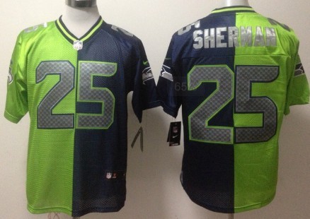 Nike Seattle Seahawks #25 Richard Sherman Green/Navy Blue Two Tone Elite Jersey 