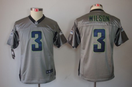 Nike Seattle Seahawks #3 Russell Wilson Gray Shadow Kids Jersey 