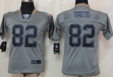 Nike Baltimore Ravens #82 Torrey Smith Lights Out Gray Kids Jersey 