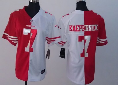 Nike San Francisco 49ers #7 Colin Kaepernick Red/White Two Tone Womens Jersey 