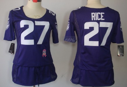 Nike Baltimore Ravens #27 Ray Rice Breast Cancer Awareness Purple Womens Jersey 