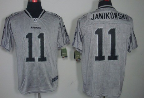 Nike Oakland Raiders #11 Sebastian Janikowski Lights Out Gray Elite Jersey 