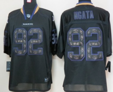 Nike Baltimore Ravens #92 Haloti Ngata Lights Out Black Ornamented Elite Jersey  