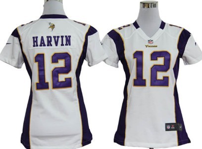 Nike Minnesota Vikings #12 Percy Harvin White Game Womens Jersey 