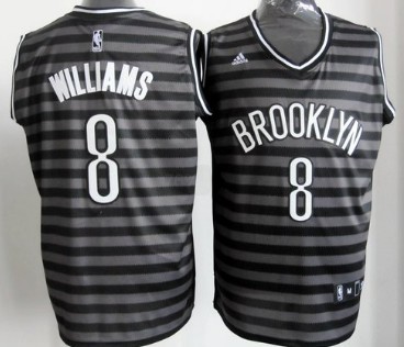 Brooklyn Nets #8 Deron Williams Gray With Black Pinstripe Jersey 