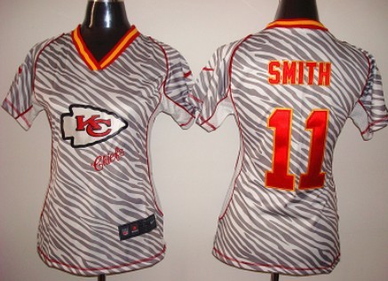 Nike Kansas City Chiefs #11 Alex Smith 2012 Womens Zebra Fashion Jersey