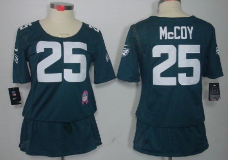 Nike Philadelphia Eagles #25 LeSean McCoy Breast Cancer Awareness Dark Green Womens Jersey 