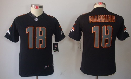 Nike Denver Broncos #18 Peyton Manning Black Impact Limited Kids Jersey 