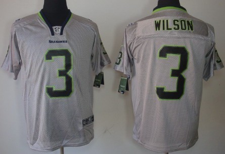 Nike Seattle Seahawks #3 Russell Wilson Lights Out Gray Elite Jersey 