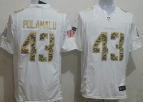 Nike Pittsburgh Steelers #43 Troy Polamalu Salute to Service White Game Jersey