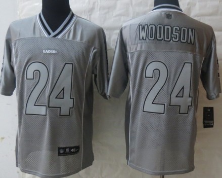 Nike Oakland Raiders #24 Charles Woodson 2013 Gray Vapor Elite Jersey