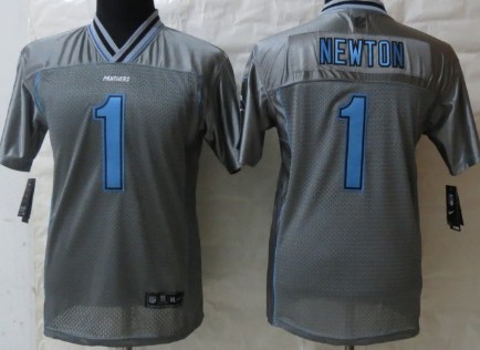 Nike Carolina Panthers #1 Cam Newton 2013 Gray Vapor Kids Jersey 