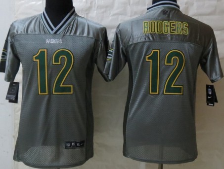 Nike Green Bay Packers #12 Aaron Rodgers 2013 Gray Vapor Kids Jersey 