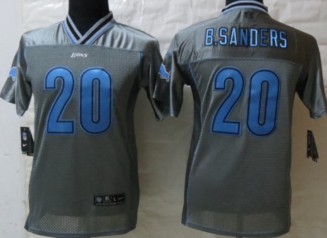 Nike Detroit Lions #20 Barry Sanders 2013 Gray Vapor Kids Jersey