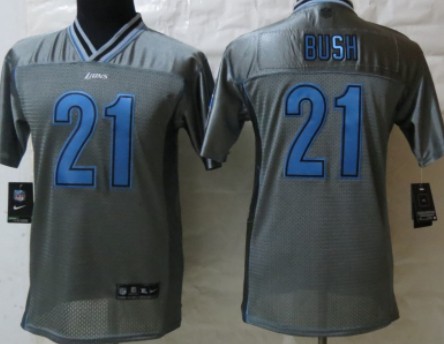 Nike Detroit Lions #21 Reggie Bush 2013 Gray Vapor Kids Jersey