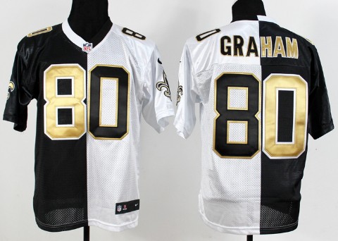 Nike New Orleans Saints #80 Jimmy Graham Black/White Two Tone Elite Jersey 