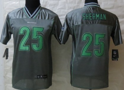 Nike Seattle Seahawks #25 Richard Sherman 2013 Gray Vapor Kids Jersey 