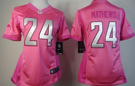 Nike San Diego Chargers #24 Ryan Mathews Pink Love Womens Jersey 