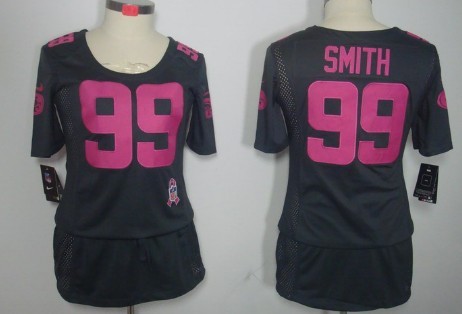 Nike San Francisco 49ers #99 Aldon Smith Breast Cancer Awareness Gray Womens Jersey 