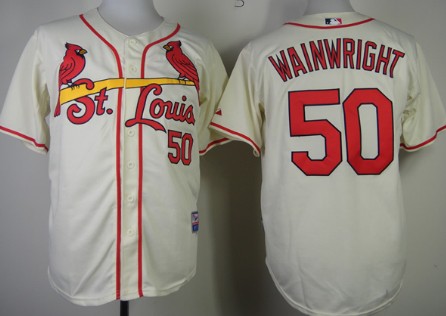 St. Louis Cardinals #50 Adam Wainwright Cream Jersey 