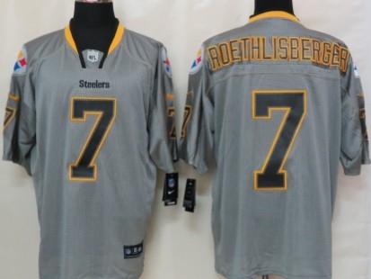 Nike Pittsburgh Steelers #7 Ben Roethlisberger Lights Out Gray Elite Jersey 