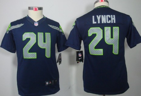 Nike Seattle Seahawks #24 Marshawn Lynch Navy Blue Limited Kids Jersey 