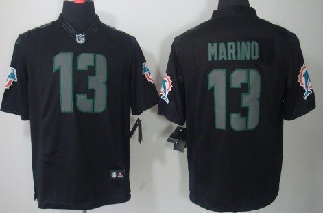 Nike Miami Dolphins #13 Dan Marino Black Impact Limited Jersey 